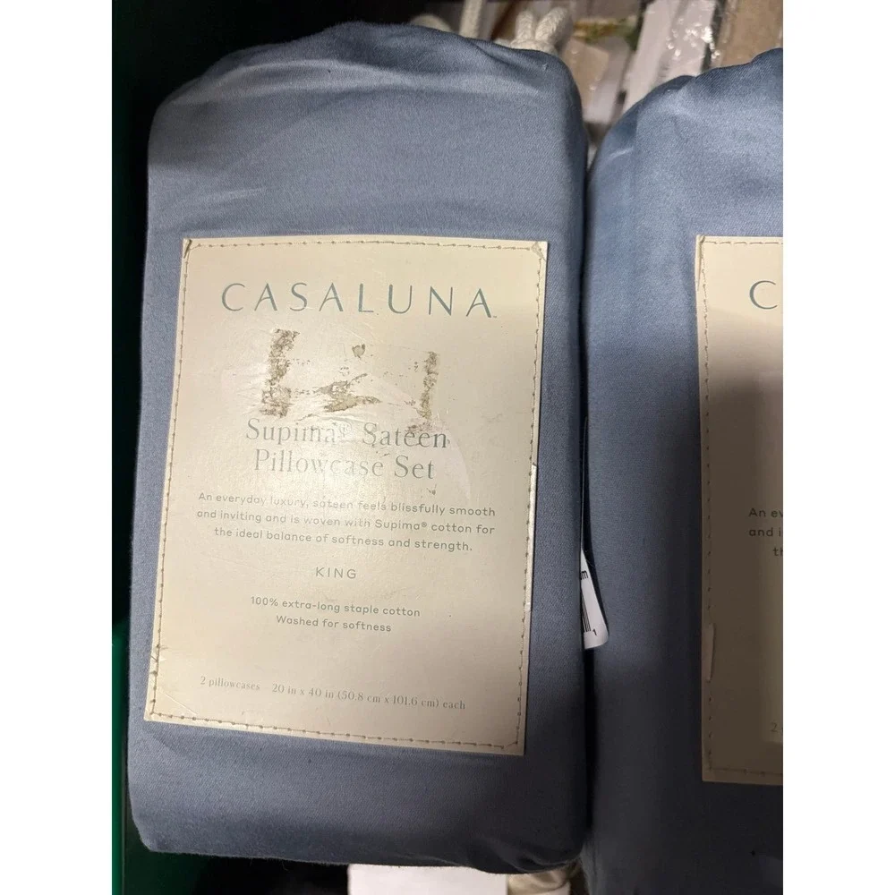 Set of 2 - Casaluna Supima Sateen King Pillowcases New